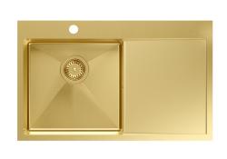 Aquadesign Clara Chiuvetă Aurie 78x48cm Montare pe Blat sau Încălzit cu Suport de Picurare, Bază pentru Robinet și Dop Auriu - 1208969499