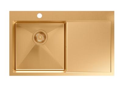 Aquadesign Clara Chiuvetă Cupru 78x48cm Montaj pe Blat sau Montaj la Nivel cu Scurgător, Bancă pentru Baterie și Dop din Cupru - 1208969500