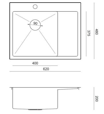 Aquadesign Clara Chiuvetă Aurie 62x48cm Deasupra sau La Nivel cu Scurgător, Banc de Robinet și Dop Auriu - 1208969502
