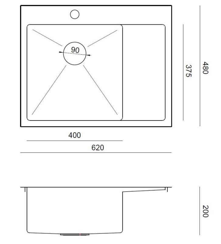 Aquadesign Clara Chiuvetă Auriu 62x48cm Suprafață sau Încastrată cu Suport de uscare, Suport pentru robinet și Dop auriu - 1208969502