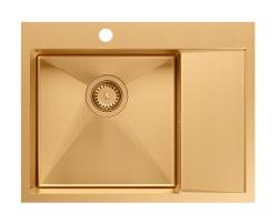 Aquadesign Clara Chiuvetă Cupru 62x48cm Montaj pe Blat sau Montaj la Nivel cu Blatul cu Suport de Scurgere, Bancă pentru Robinet și Dop de Cupru - 1208969503
