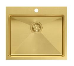 Aquadesign Clara Chiuvetă Aurie 55x48cm Montaj pe Blat sau Montaj la Nivel cu Banc de Robinet și Dop Auriu - 1208969504