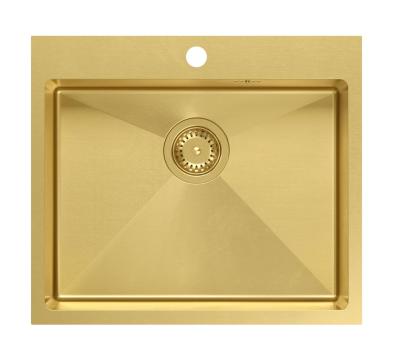 Aquadesign Clara Chiuvetă Aurie 55x48cm Montaj pe Blat sau Montaj la Nivel cu Banc de Robinet și Dop Auriu - 1208969504