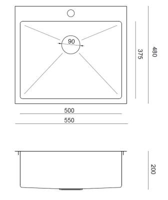 Aquadesign Clara Chiuvetă Aurie 55x48cm Montaj pe Blat sau Montaj la Nivel cu Banc de Robinet și Dop Auriu - 1208969504