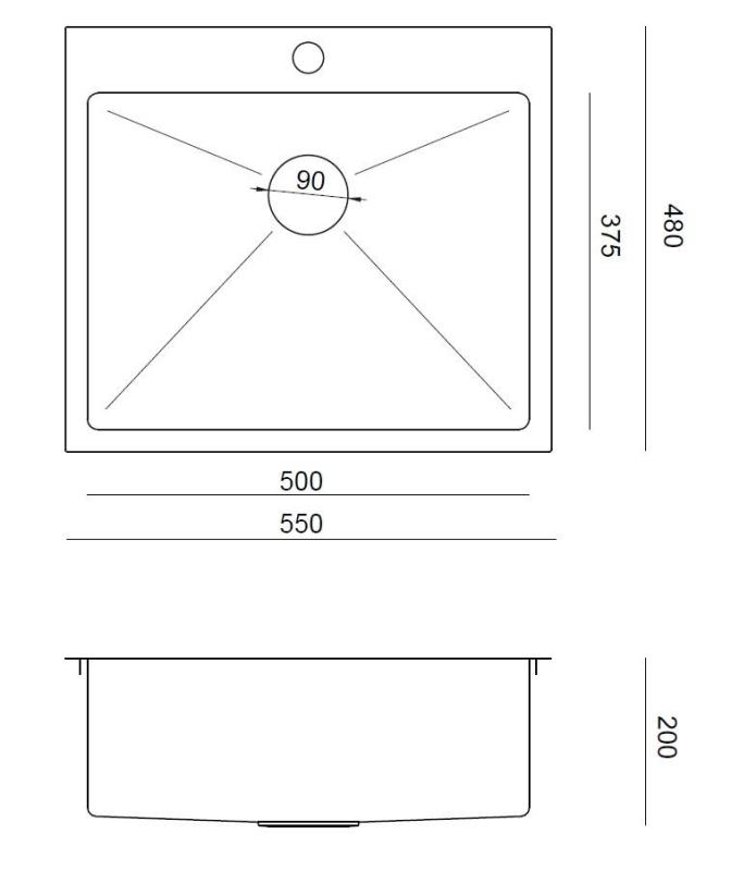 Aquadesign Clara Chiuvetă de Cupru 55x48cm Montare pe Blat sau Încărcare cu Margine și Dop de Cupru - 1208969505