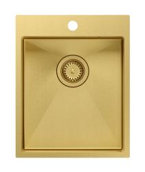 Aquadesign Clara Chiuvetă Aurie 40x50cm Montaj pe Blat sau la Nivel cu Blatul cu Orificiu pentru Baterie și Dop Auriu - 1208969506