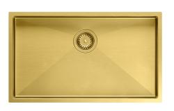 Aquadesign Zara Chiuvetă Aurie 74x44cm Submontaj, Montaj la Nivel și Montaj pe Blat cu Dop Auriu - 1208969509