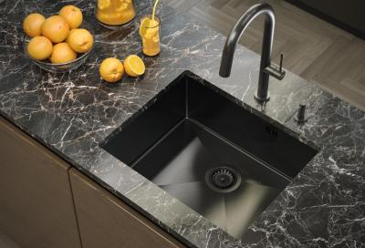 Aquadesign Zara Chiuvetă Gun metal 54x44cm Montare sub blat, Montare la nivel și Montare deasupra blatului cu Dop Gun metal - 1208969511