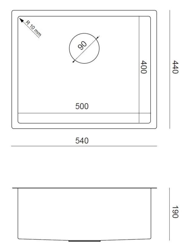 Aquadesign Zara Chiuvetă Gun metal 54x44cm Montare sub blat, Montare la nivel și Montare deasupra blatului cu Dop Gun metal - 1208969511