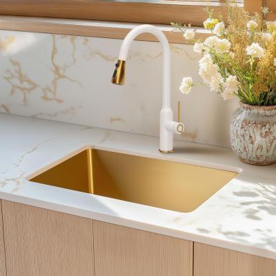 Aquadesign Zara Chiuvetă Aurie 54x44cm Submontaj, Montaj la Nivel și Supramontaj cu Dop Auriu - 1208969512