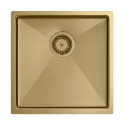 Aquadesign Zara Chiuvetă Aurie 44x44cm Submontaj, Montaj la Nivel și Montaj deasupra cu Dop Auriu - 1208969514