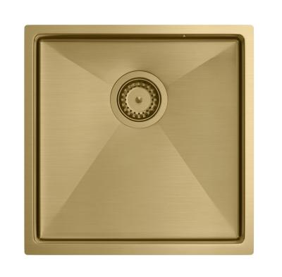 Aquadesign Zara Chiuvetă Aurie 44x44cm Submontaj, Montaj la Nivel și Montaj deasupra cu Dop Auriu - 1208969514