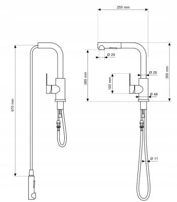 Graniteland Celeste Robinet de bucătărie alb cu gura de scurgere extensibilă și duș de mână cu funcție dublă 1208969526