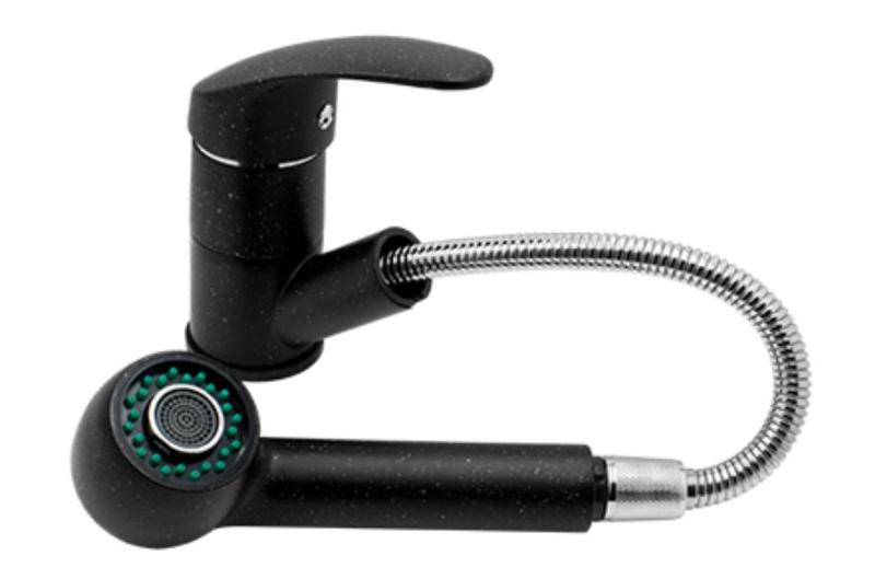 Baterie de bucătărie Graniteland Rhea cu aspect de piatră de arduin, cu bec extensibil și duș de mână cu dublă funcție 1208969536