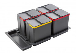 Garbi Basket B-90-T-4 Sortare Sisteme de Deșeuri pentru Sertar de 90cm - Include Suport și 4 x 15 Litri Coșuri de Gunoi 1208969545