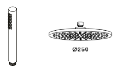 Waterevolution Flow robinet de duș termostatic cu trei căi, cu duș de mână și duș principal alb 250mm T131TN25BR
