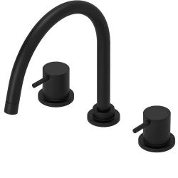 Waterevolution Flow 3-găuri baterie de bucătărie cu gură de scurgere rotativă și conexiune pentru apă filtrată negru T152UPR