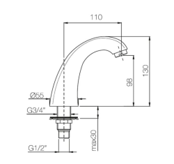 PB Pedal Line robinet evacuare cromat pentru blat de bucătărie sau blat de lavoar 1208969732
