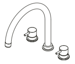 Waterevolution Flow 3-gaats keukenmengkraan met draaibare uitloop en aansluiting voor gefilterd water gun metal T152UGME