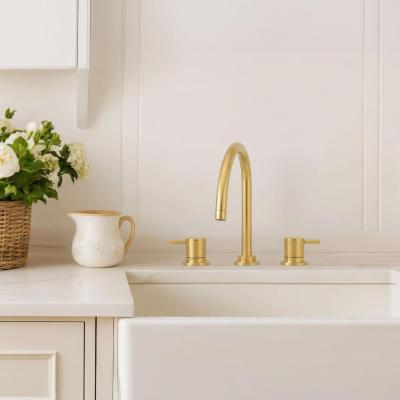 Waterevolution Flow 3-orificii baterie de bucătărie cu pipă rotativă și conexiune pentru apă filtrată, aur deschis T152UWGE