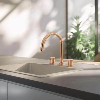 Waterevolution Flow 3-găuri robinet de bucătărie cu pipă rotativă și conexiune pentru apă filtrată cupru T152UCPE