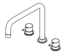 Waterevolution Flow 3-găuri robinet de bucătărie unghiular cu gura de scurgere pivotantă și conexiune pentru apă filtrată crom T152H01