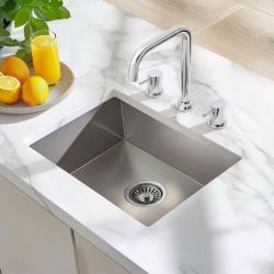 Waterevolution Flow 3-găuri robinet de bucătărie unghiular cu gura de scurgere pivotantă și conexiune pentru apă filtrată crom T152H01