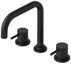 Waterevolution Flow 3-orificii robinet de bucătărie unghiular cu gură de scurgere rotativă și conexiune pentru apă filtrată negru T152HPR