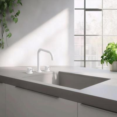 Waterevolution Flow 3-găuri robinet de bucătărie unghiular cu gura de scurgere rotativă și conexiune pentru apă filtrată alb T152HBR