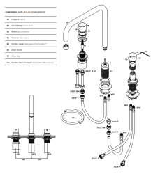 Waterevolution Flow 3-găuri robinet de bucătărie cu gura de scurgere rotativă și conexiune pentru apă filtrată, alamă T152HLE