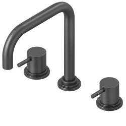Waterevolution Flow 3-găuri robinet de bucătărie unghiular cu gură de scurgere rotativă și conexiune pentru apă filtrată gun metal T152HGME