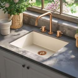 Waterevolution Flow 3-orificii robinet de bucătărie cu cot cu gura de scurgere rotativă și racord pentru apă filtrată, cupru T152HCPE