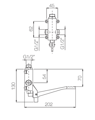 PB Pedal Line Bateria cu pedală pentru montare pe perete cromată 1208969754