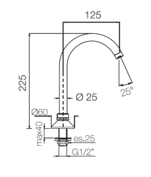 PB Pedal Line gura robinetului cromată pentru montare pe blat de bucătărie sau blat de chiuvetă 1208969764