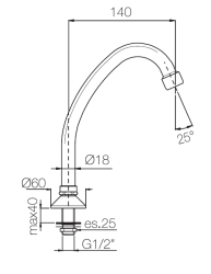 PB Pedal Line robinet gură de scurgere cromat pentru blat de bucătărie sau blat de lavoar 1208969771