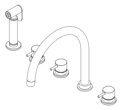 Revoluția apei Flow robinet de bucătărie cu 5 orificii, cu pulverizator extensibil și conexiune pentru apă filtrată, cupru T154UCPE