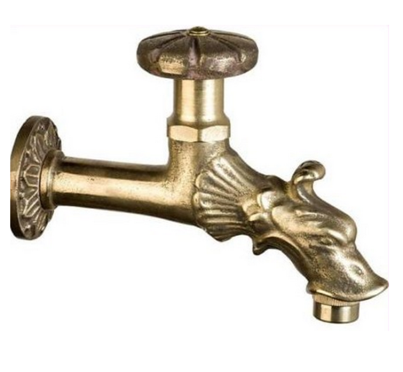 PB Garden Vintage Fântână de Perete Robinet Apă Rece Bronz cu Conector pentru Furtun de Grădină și Mâner Rotund 1208969784
