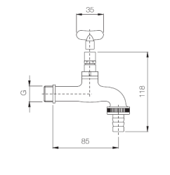 PB Garden Robinet Galben Sablata cu Conexiune pentru Furtun de Grădină și Cheie Retractabilă 1208969786