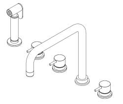 Revoluția Apei Flow robinet de bucătărie cu 5 găuri, cu pulverizator retractabil și racord pentru apă filtrată, inox T154HIE