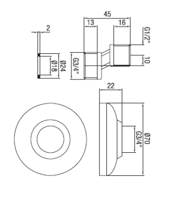 Koppeling PB din oțel inoxidabil 10mm Clasic Excentric 1/2” x 3/4” 1208969849