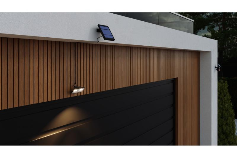 Corp de iluminat solar cu senzor de mișcare și crepuscular DAVOS, LED, 1000lm, 4000K, 2000mAh, IP54, negru