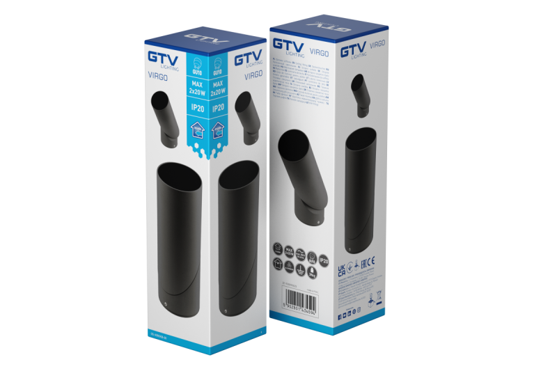 Lampă de tavan VIRGO, max. 250V, 50/60Hz, 57x152mm, IP20, max. 20W, Rotundă, Neagră