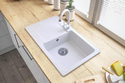 Graniteland Liri Granit Alb Chiuvetă cu zonă de scurgere 765x448 mm 1208969990