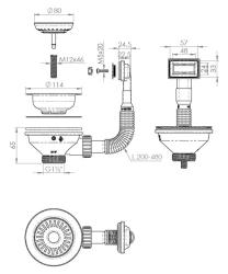 Set de dopuri pentru chiuvetă Granitemy Alb, Set de scurgere pentru chiuvetă inclusiv preaplin dreptunghiular – 1208970005