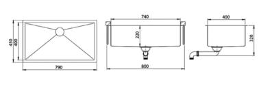 Ausmann Mosel chiuvetă mare din cupru inoxidabil - PVD cupru 74x40 universal 1208970018