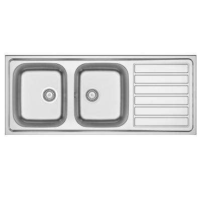 Banc Centurio 120 din oțel inoxidabil cu două chiuvete montate pe blat 120x50cm cu scurgător 1208970029.