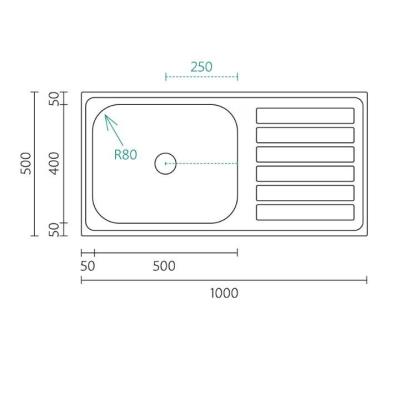 Bancă Centurio 100-50 RVS Chiuvetă de suprafață 100x50cm cu scurgător 1208970030