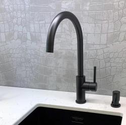 Lorreine Mersey-Black PVD robinet de bucătărie din oțel inoxidabil complet cu gura de scurgere rotativă neagră 1208970032