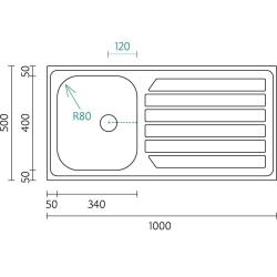 Banca Centurio 100-34 RVS Chiuvetă de suprafață 100x50cm cu scurgător 1208970033