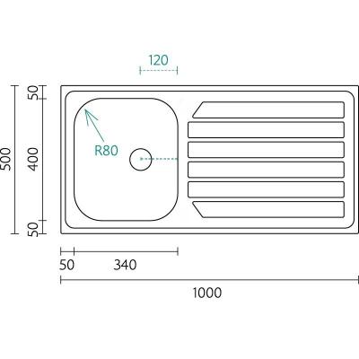 Banca Centurio 100-34 RVS Chiuvetă de suprafață 100x50cm cu scurgător 1208970033